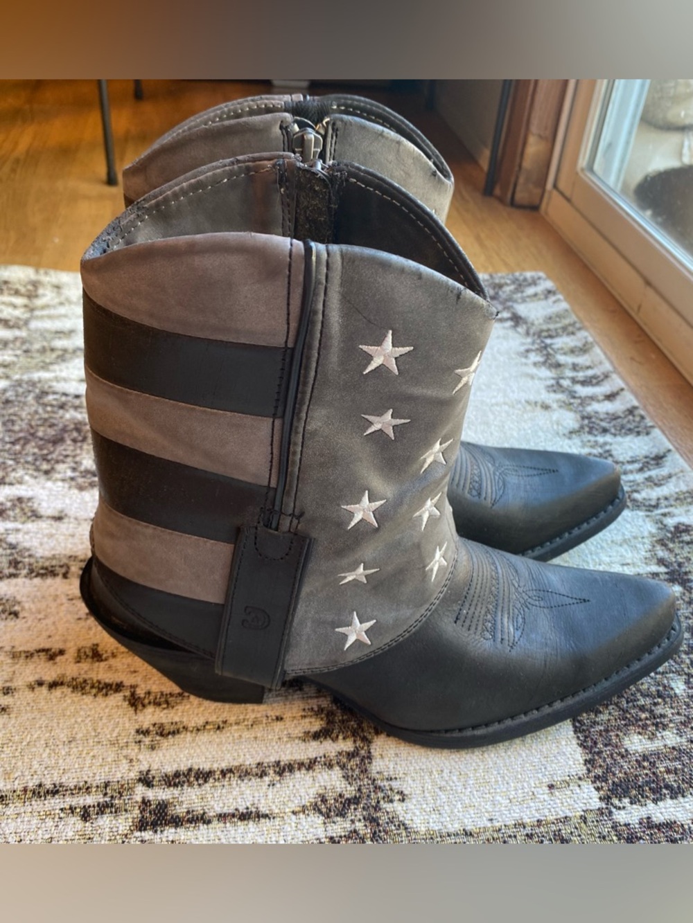 Durango Crush Black Gray Faded Flag Western Booties 6.5 cowgirl western grunge - Picture 4 of 16
